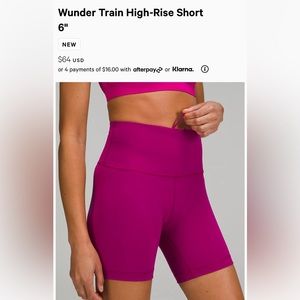 lululemon Wunder Train High-Rise Short 6" Size 4